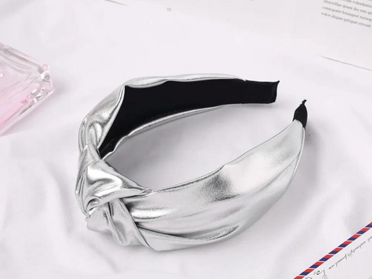 Metallic Knotted Headband | Silver