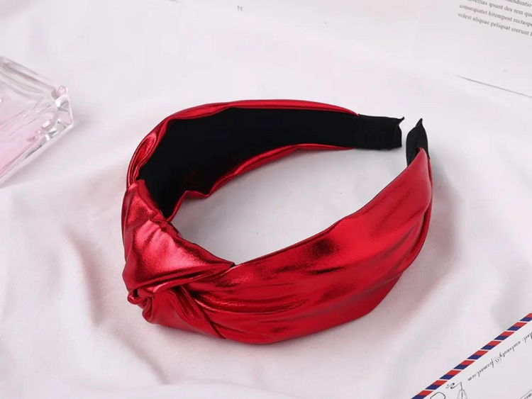 Metallic Knotted Headband | Red