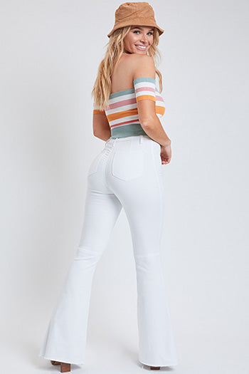 White High Rise Flare Jeans