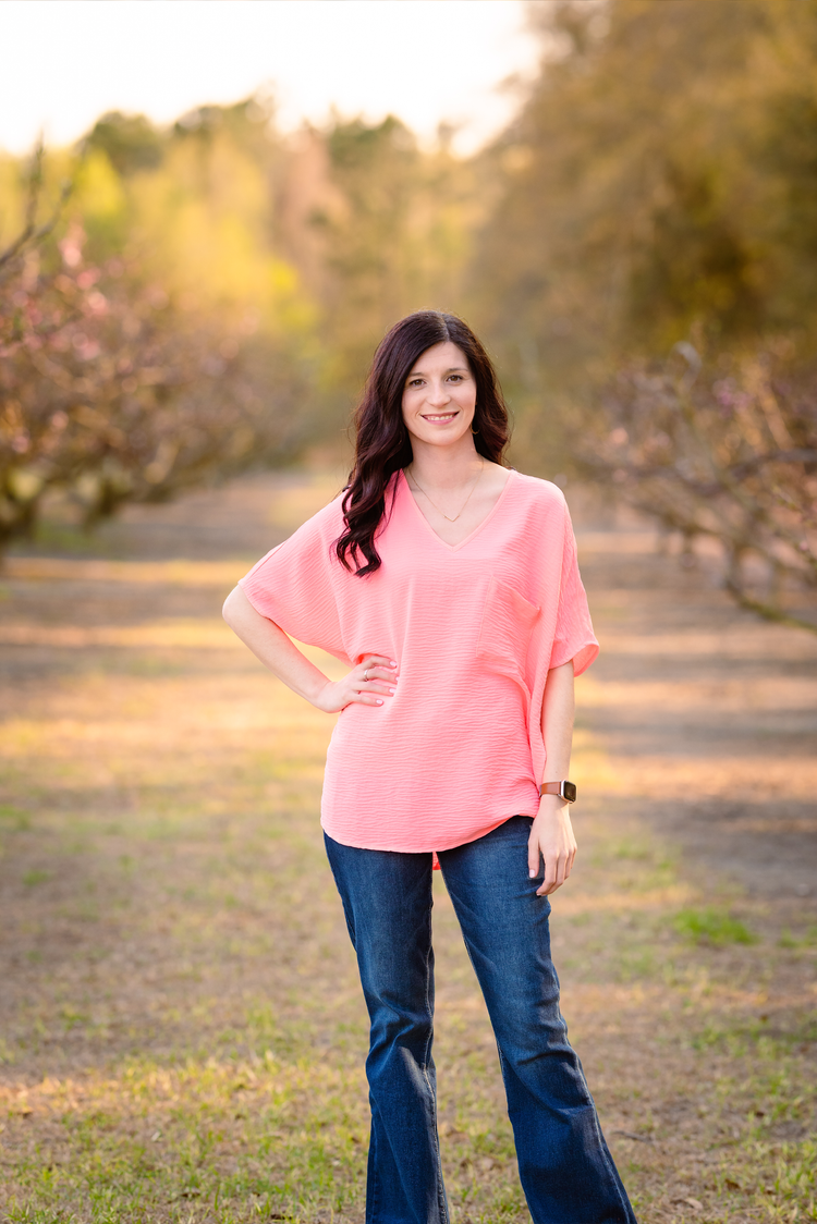 Woven Pocket Top + Curvy | Bright Pink