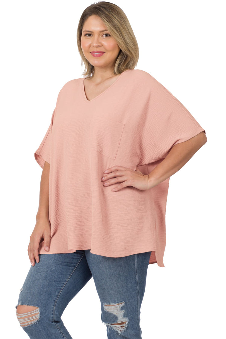 Woven Pocket Top + Curvy | Dusty Pink