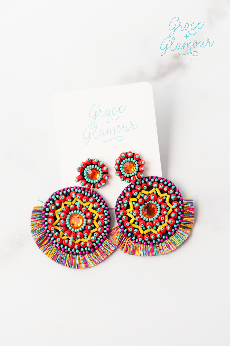 Colorful Escape Seed Bead Earrings | Multi