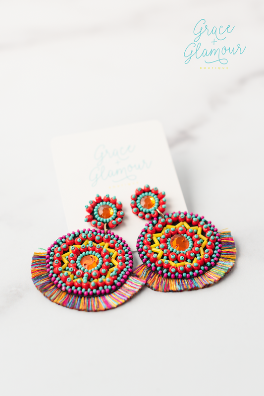 Colorful Escape Seed Bead Earrings | Multi