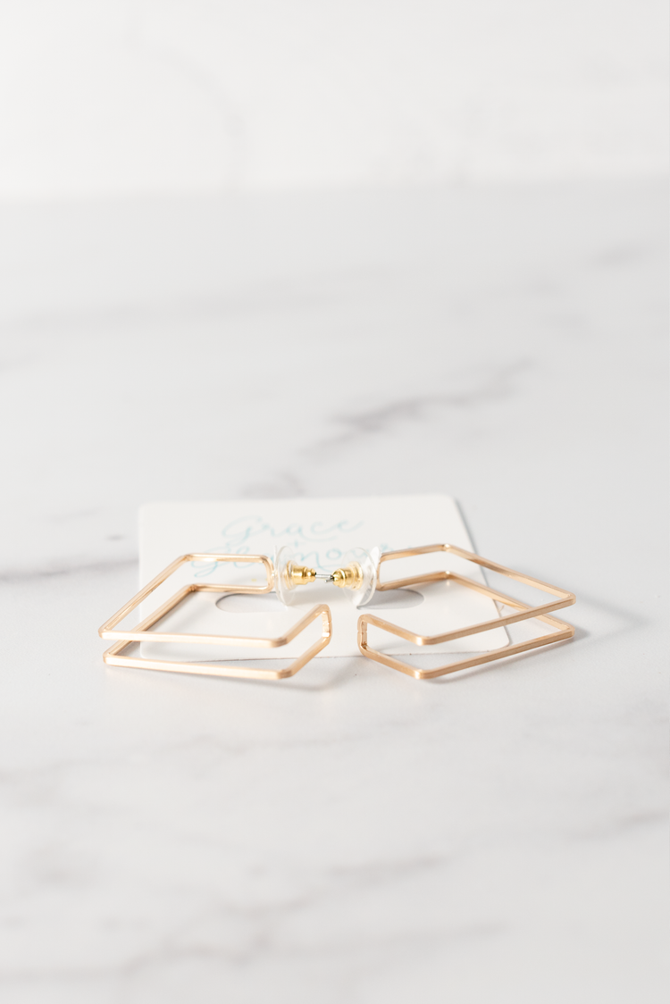 Beauty Squared Earrings | Gold